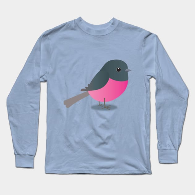 Pink robin digital drawing Long Sleeve T-Shirt by Bwiselizzy